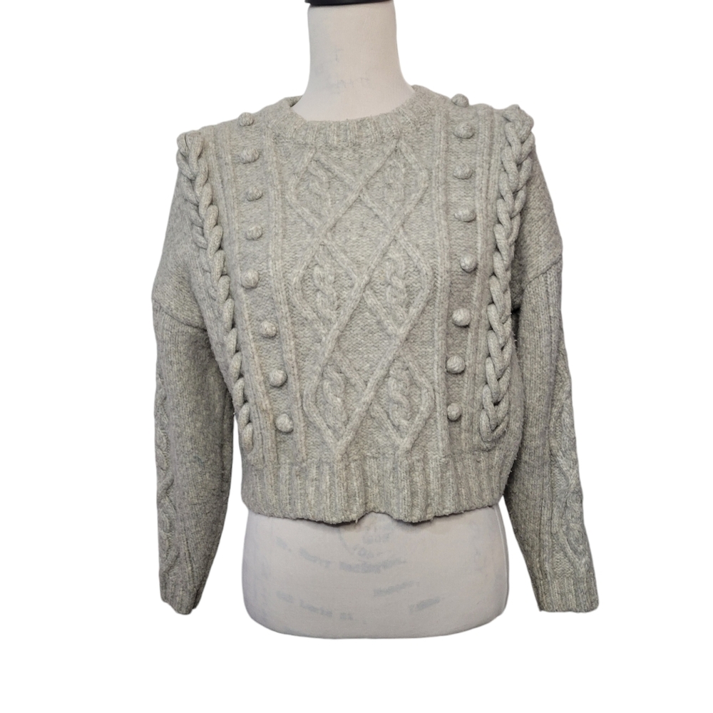 H&M cropped‎ knit sweater gray women's size small